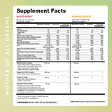 Supplement facts label for a product with a green background