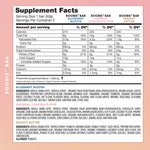 Supplement facts label for Boobie Bar on a pink background